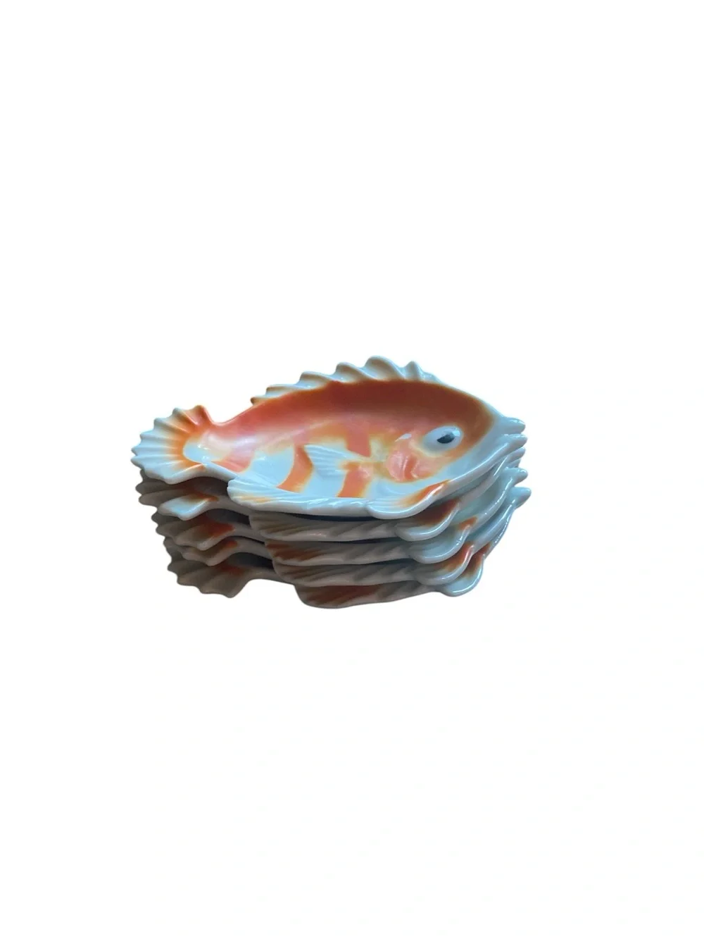 Vintage japanese ceramic gold fish shoyu zara soy sauce appetizer plates